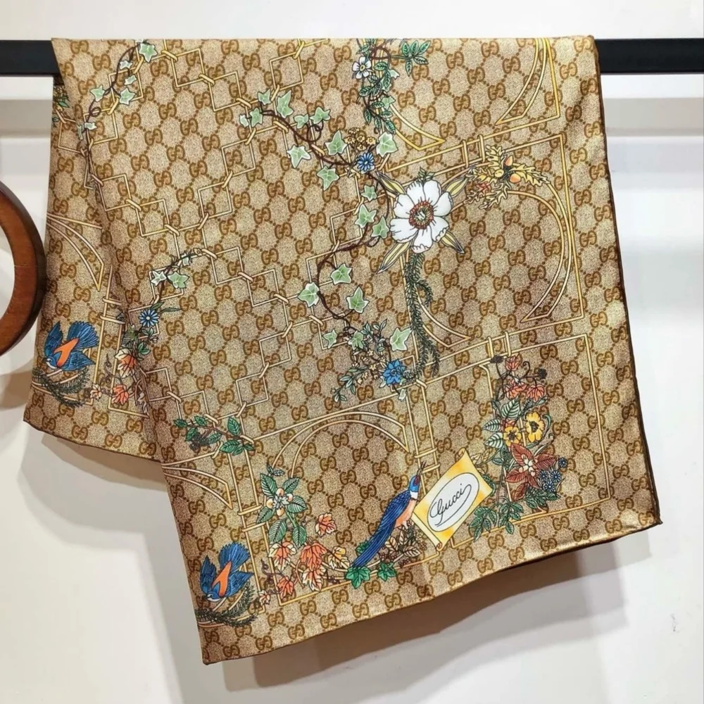 Floral Patterned Brown Scarf - Picture 11 of 13